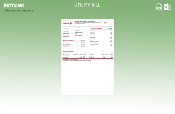 Шаблон за комунални сметки во модерен стил Малезија Hotlink